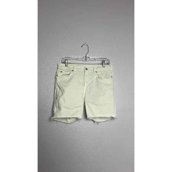 7 For All Mankind Women White Jean Shorts Size 29 Bermuda Style - Picture 1 of 6